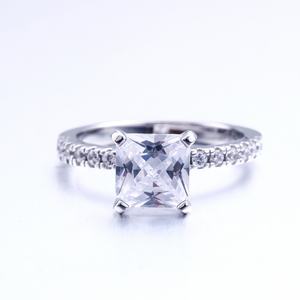 Dernière bague en argent sterling 925 avec zircon taille princesse pour femmes, plaquée rhodium, certifiée CMA, bijoux de fiançailles et de mariage pour cadeau - Product Image 5