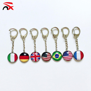 Wholesale Custom Country National Flags Key Ring Glass Dome Key Chain Promotional Gift Souvenir