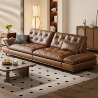 Elegante Sofá Convertible Moderno de Tres Plazas en Cuero Genuino, Mueble de Sala de Estar de Lujo, Diseño Minimalista, Estilo Cama, con Relleno de Esponja