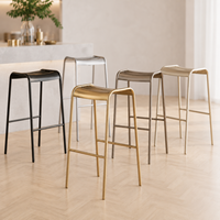 Tabouret de bar moderne de 75 cm de hauteur avec cadre en métal doré champagne et siège ergonomique pour restaurant - Vente en gros