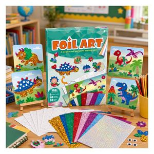 Kit d'art en feuille à thème véhicule, cartes brillantes voitures et avions, projet créatif pratique, activité en classe, jouet pour garçons d'école - Product Image 1