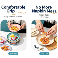 Set ronde borden van tarwehalm |   BPA-vrij, magnetronbestendig, stapelbaar serviesgoed |   Fruitensalade-snackbordjes in meerdere kleuren, bottenbordje