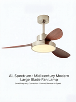 Ventilateur de plafond en bois de noyer de style mi-siècle, silencieux, réversible, avec télécommande et minuterie, pour la décoration d'hôtels et d'appartements