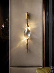 Applique murale en cristal K9 <span class=keywords><strong>de</strong></span> luxe, entièrement en cuivre, moderne et simple, applique murale <span class=keywords><strong>pour</strong></span> tête <span class=keywords><strong>de</strong></span> <span class=keywords><strong>lit</strong></span> <span class=keywords><strong>de</strong></span> chambre à coucher, applique murale décorative <span class=keywords><strong>pour</strong></span> couloir, art LED - Product Image 1