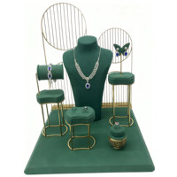 Ensemble de présentoirs à bijoux en microfibre personnalisé par l'usine ZHi Hui, présentoir à bijoux en métal pour vitrine de bijouterie, vert
