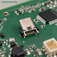 Connecteur vertical femelle USB Type-C 16 broches en laiton avec colonne pour carte PCB 3A 12V H=9.3mm