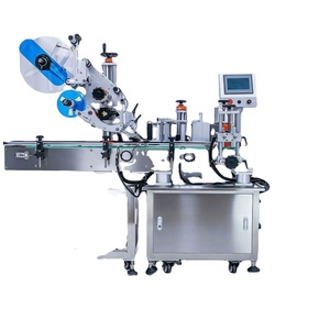 Machine d'étiquetage électrique FLM200RDF pour pots en verre, étiquettes automatiques sur le dessus et le côté, autocollants pour emballage de bouteilles, moteur et boîte de vitesses. - Product Image 1