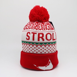 Wholesale Acrylic Knitting Santa Winter Beanie Hat with 3D Embroidery Custom Logo Plaid/Argyle Patterns Unisex Adult - Product Image 4