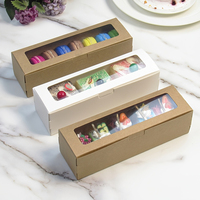 Boîte à macarons personnalisée en papier kraft jetable de qualité alimentaire avec fenêtre, emballage pour desserts, pâtisserie, cadeaux
