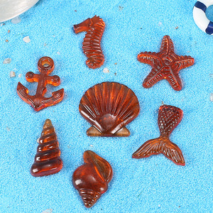 Adornos de resina de vida marina para decoración de acuarios, accesorios de paisaje en miniatura con temática oceánica, con caballito de mar, estrella de mar, concha de pescado - Product Image 1