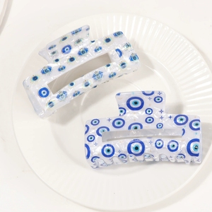 <span class=keywords><strong>Pince</strong></span> à cheveux en plastique œil de diable bleu, style européen et américain, personnalisable pour femmes et filles, 8,5x5 cm, pour mariage - Product Image 4