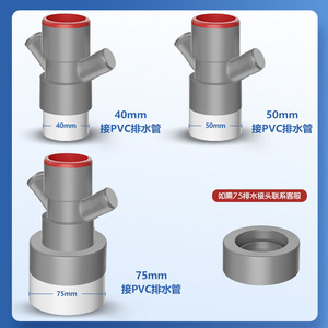 Kitchen Drain Tee Anti Odor Connector 40mm 50mm PE Pipe Fit Sink Vegetable Wash Basin Water Purifier Gray Stainless Steel - Product Image 2