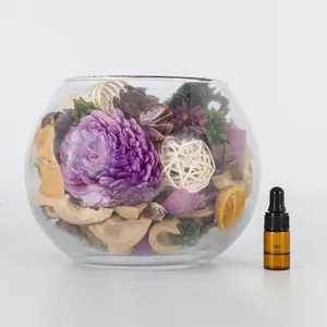 AROMA HOME Runde Form Glas halter Dekorative Badezimmer Lufter frischer Getrocknete Blume Baumwoll schale Duft Ewiges Potpourri