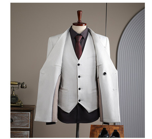 <span class=keywords><strong>Traje</strong></span> <span class=keywords><strong>de</strong></span> Boda <span class=keywords><strong>Blanco</strong></span> <span class=keywords><strong>de</strong></span> Tres Piezas Hecho a Medida para <span class=keywords><strong>Hombre</strong></span>, Tela Italiana <span class=keywords><strong>de</strong></span> Alta Calidad, Corte Entallado, Cierre <span class=keywords><strong>de</strong></span> Doble Botonadura - Product Image 4