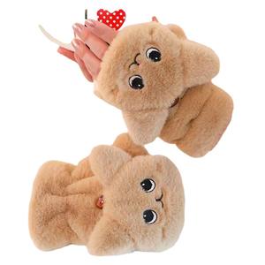 Gants sans doigts en peluche pour femme, mitaines d'hiver douces et chaudes, gants à revers pour étudiantes, gants d'extérieur pour écrire, gants épais pour la protection contre le froid - Product Image 5