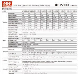 MEAN WELL UHP-200R-24 201.6W 24V 8.4A Ultra Slim 26mm Fanless PFC Redundant <b>Switching</b> Power Supply AC90‑264Vac - Product Image 3