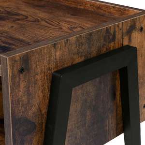 <strong>Slim</strong> Industrial Loft Rustic Black Powder-coated Steel <strong>Bedside</strong> <strong>Table</strong> with Magazine Storage Shelf Laminated Panels - Product Image 5