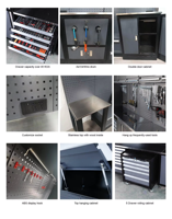 Armoire de rangement d'outils modulaire sur mesure OEM avec éclairage LED, plan de travail industriel en acier laminé à froid amovible, capacité de charge de 500 kg