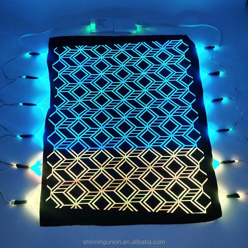 Tela luminosa geométrica para vestidos, luz de fibra óptica LED, textil tejido para ropa, tejido Jacquard único personalizado