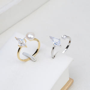 Bague en argent S925 avec ouverture pour diamant, accessoire de bijouterie DIY pour femme, plateau vide pour perles, produit semi-fini - Product Image 1