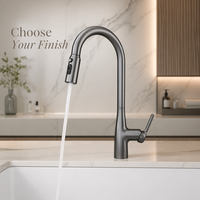 Robinet de lavabo moderne ELOILO en acier inoxydable à poignée unique avec douchette extractible, mitigeur eau chaude et froide pour salle de bain