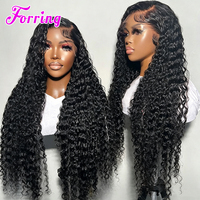 Vendor Wig Rambut Asli Manusia Tanpa Lem, Model Deep Wave Raw Vietnamese Cambodian Virgin Single Knots Lace Full Frontal HD Lace