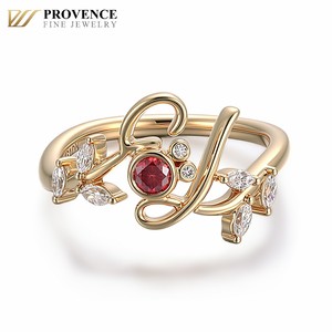 Bague de mode en or <span class=keywords><strong>jaune</strong></span> 10K avec pierre principale en rubis de laboratoire certifié GRC, taille brillant rond de 3 mm, pour femme - Product Image 3