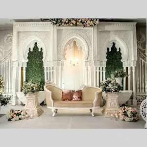 Western <b>Wedding</b> Stage 3D Back-<b>frame</b> Christian Indian Pearl White <b>Wedding</b> Stage For Reception - Product Image 1