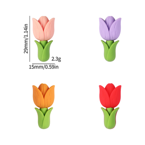 3D tulipán flor planta silicona Focal cuentas para Beadable Pen Charms regalo de vacaciones - Product Image 5