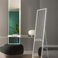 Miroir de maquillage ovale pour salon de beauté avec éclairage LED et affichage grossissant pour salle de bain