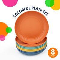 Ensemble de 8 assiettes creuses en plastique, compatibles micro-ondes et lave-vaisselle, en paille de blé pour la cuisine