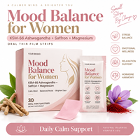 Bandes Orales Équilibrantes pour Femmes : Ashwagandha, Safran, Magnésium – Soutien Apaisant – Marque Privée OEM