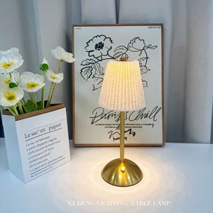 Cross-border minimalist style metal cloth shade lamp <b>LED</b> touch dimming creative hotel bedroom <b>bedside</b> decorative <b>table</b> lamp - Product Image 2