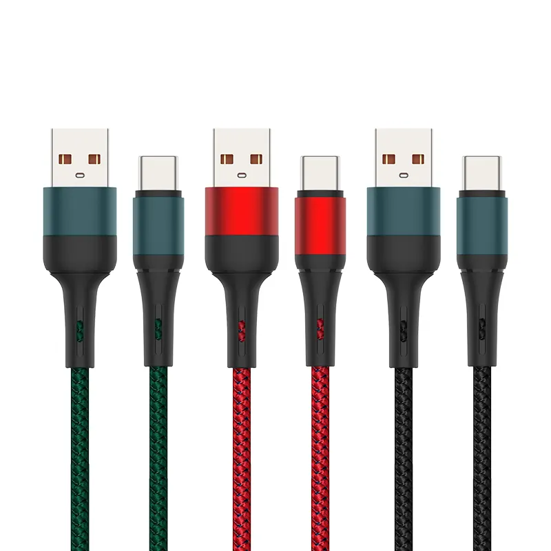 Grosir kabel USB kepang nilon kualitas tinggi untuk pengisian Tipe C