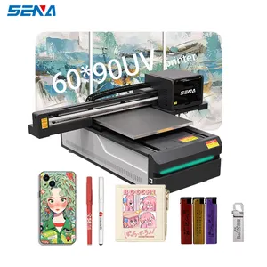 Impresora plana UV 600*900mm tamaño doble XP600 cabezal de impresión con funda de teléfono en relieve 3D impresora de tarjetas de copa de Metal Acrílico
