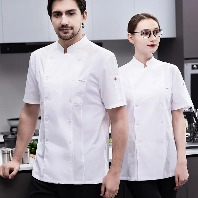 5 stelle Hotel estate primavera a prova di dissolvenza cappotto personale per le donne donne di cotone Fine cameriere bianco uniforme Chef