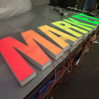 Letrero de Pared 3D con Logo LED RGB a Todo Color Personalizado, Letras de Canal con Faros Publicitarios y Cambio de Color para Nombre de Tienda