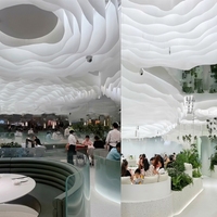 Décoration de plafond en papier texturé français Muwei, art 3D ondulé superposé pour restaurant, hôtel, salle de banquet, décoration intérieure du toit