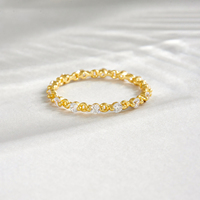 Pabrik Cincin Eternity Rantai Tumpuk Berlapis Emas 18K/Rhodium Perak Sterling 925 FUAMAY Grosir Massal dengan Bezel CZ yang Ramping