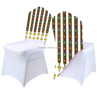Housse de chaise personnalisée avec logo, impression 3D, design éthiopien, en spandex, demi-dossier, pour décoration de mariage