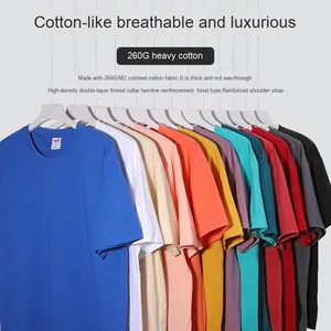 T-shirt en coton épais à col ras du cou, coupe ample, manches courtes, 300 grammes, personnalisable avec logo publicitaire pour la culture d'entreprise et les uniformes de travail - Product Image 2