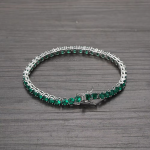4Mm Green Zirconium Tennis <b>Bracelet</b>, <b>Copper</b> Inlaid Single Row Zircon <b>Bracelet</b> Tanjing Fashion Lijing Necklace - Product Image 2