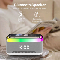 15W draadloze oplader, speaker, wekker met witruis, RGB LED-licht, TF, AUX, multifunctionele bedlamp