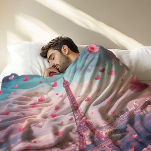 Couverture romantique avec tour Eiffel, couverture décorative <span class=keywords><strong>Paris</strong></span> avec roses, excellent cadeau pour les femmes et les couples - Product Image 4