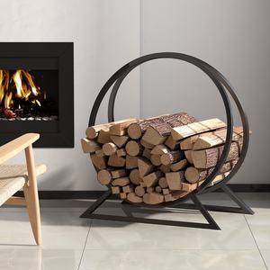 Support à bois de chauffage <span class=keywords><strong>pour</strong></span> cheminée - Support de rangement <span class=keywords><strong>pour</strong></span> bûches en métal robuste <span class=keywords><strong>pour</strong></span> une utilisation en intérieur et en extérieur - Product Image 4