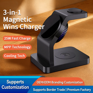 Station de charge magnétique sans fil professionnelle tout-en-un QI2.2, charge rapide 33,5 W, support de bureau pour téléphone portable, écouteurs et montre - Product Image 1