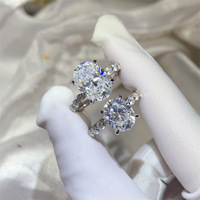 Bague de luxe pour femme en moissanite GRA, argent S925, 8 carats, couleur D, taille ovale, bande entièrement en moissanite, bague de mariage pour femme en moissanite