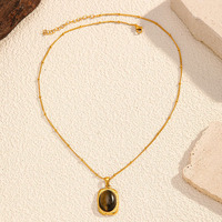 Collier pour femme en acier inoxydable avec pendentif œil de tigre, chaîne en bambou sportive, couleur or, luxe léger, inaltérable, chaîne de pull, modèle international