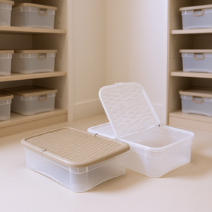 Boîte de rangement de cuisine Marea 570x390x145mm en plastique PP avec couvercle, design minimaliste, transparente, empilable pour l'organisation de la maison - Product Image 3