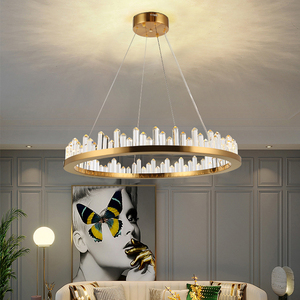 Décoration d'intérieur Lampes suspendues au <span class=keywords><strong>plafond</strong></span> Lampes suspendues rondes à LED Lustre de salon - Product Image 3